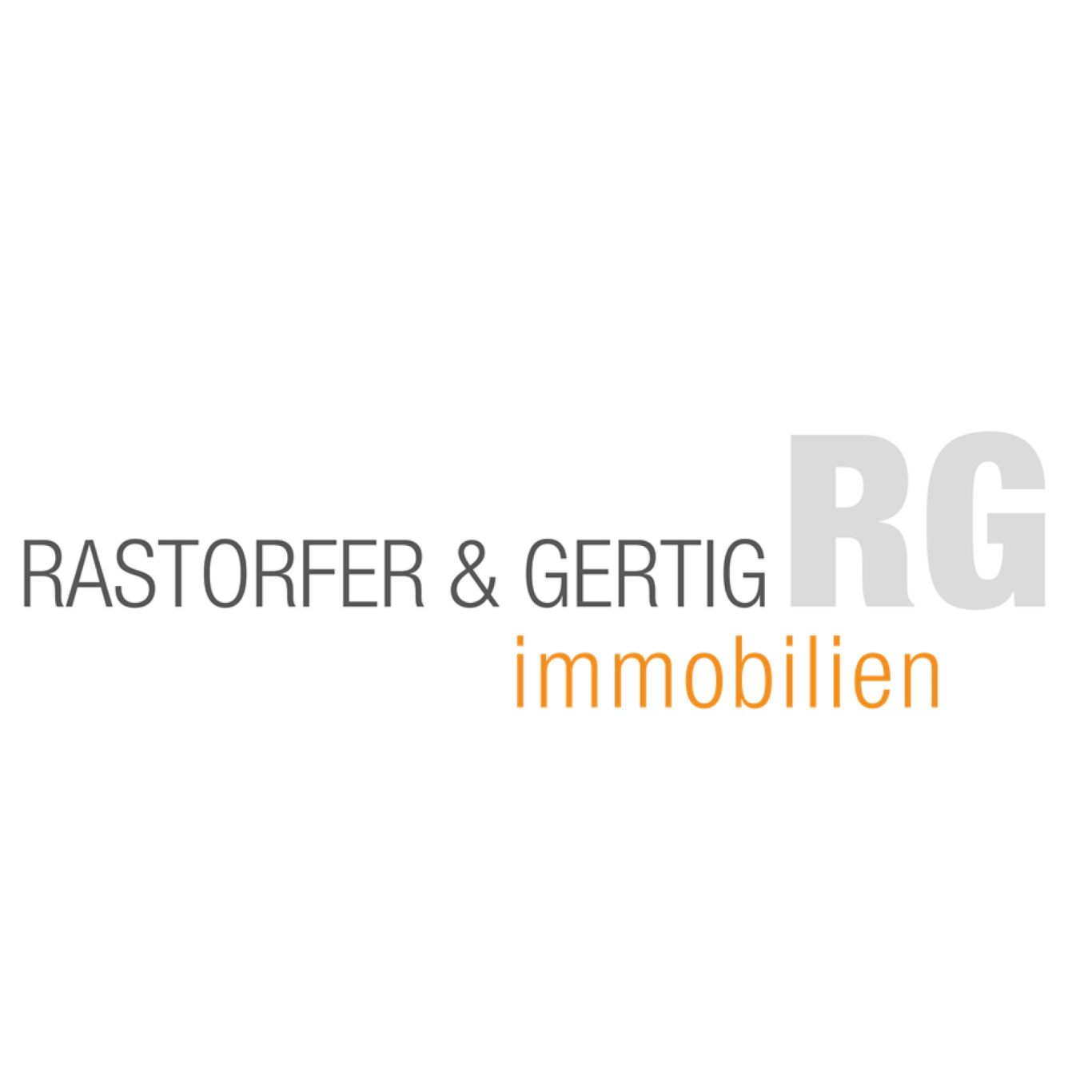 Logo von Rastorfer & Gertig Immobilien in Grau und Orange mit den Initialen RG.
