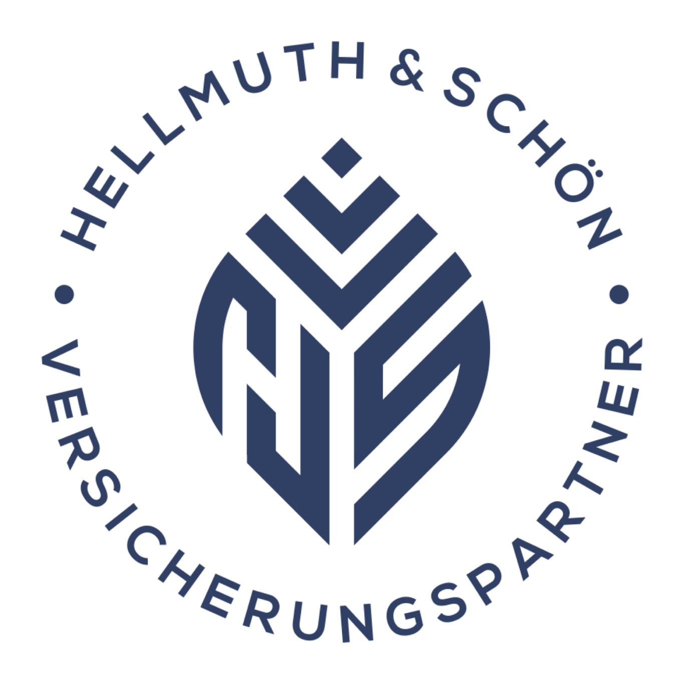 Logo von Hellmuth & Schön, Versicherungsdienstleister, in Blau und Weiß.