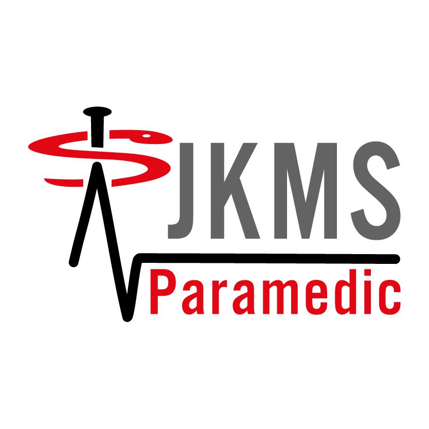 Logo von JKMS Paramedic, kombiniert mit einem medizinischen Symbol und einem Pulsdiagramm.
